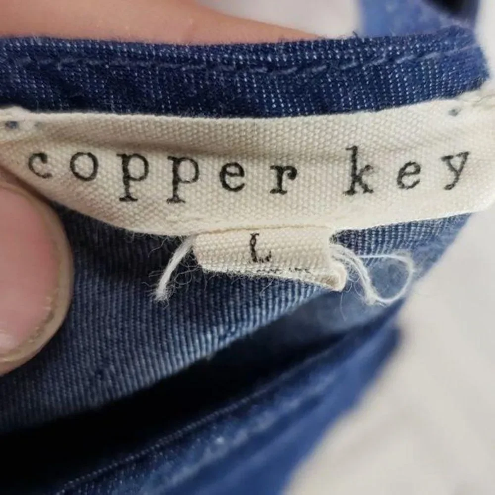 Copper Key Girl’s Denim Ruffled‎ Sleeve Dress Size Large 6 6X